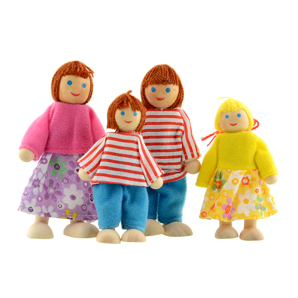 wooden doll miniature 4 dolls for kids children child gift