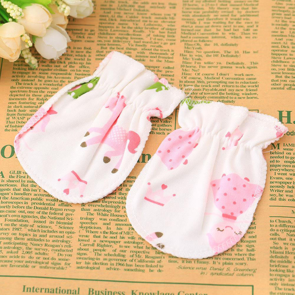 1 Pair 100 COTTON GLOVES NEW BORN BABY PRINT protect soft warm infant