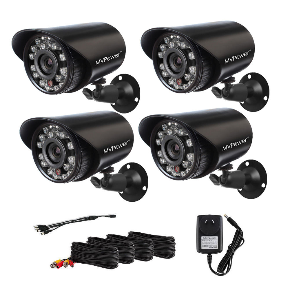 Kit de 4x Caméras Surveillance extérieure 600TVL Focale 3.6mm CCTV